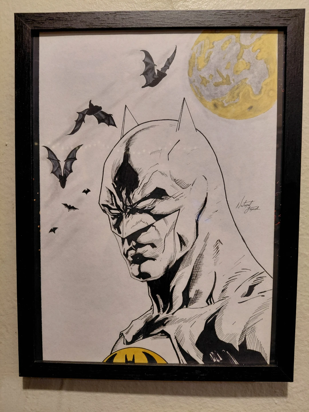 Framed hand-drawn Batman Comic Art