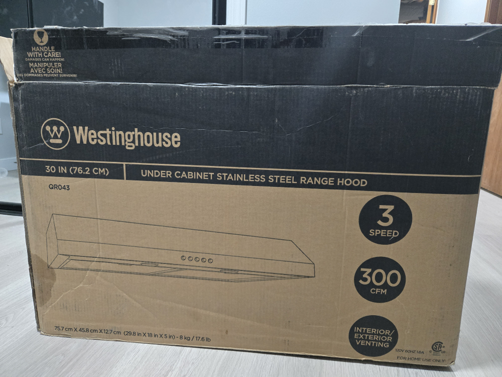 Westinghouse 30" Under Cabinet Stainless Steel Range Hood