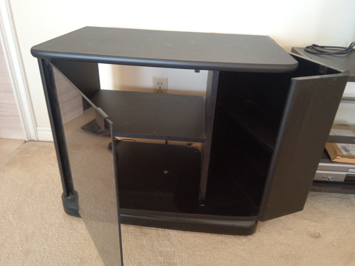 Black TV Stand with Glass Door