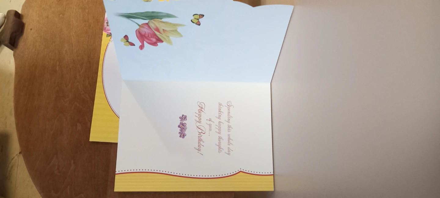 Happy Birthday Card with Tulips and Butterflies - photo 2
