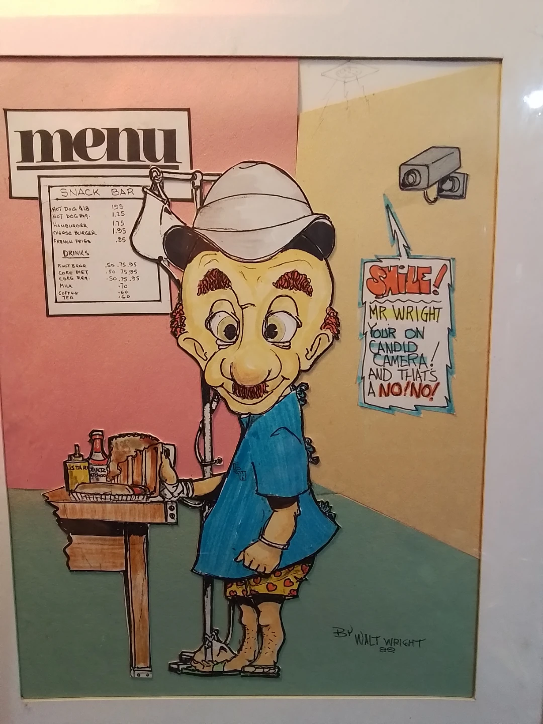 Vintage Cartoon Sketcher Artist Signed Walt Wright 17" x 13"