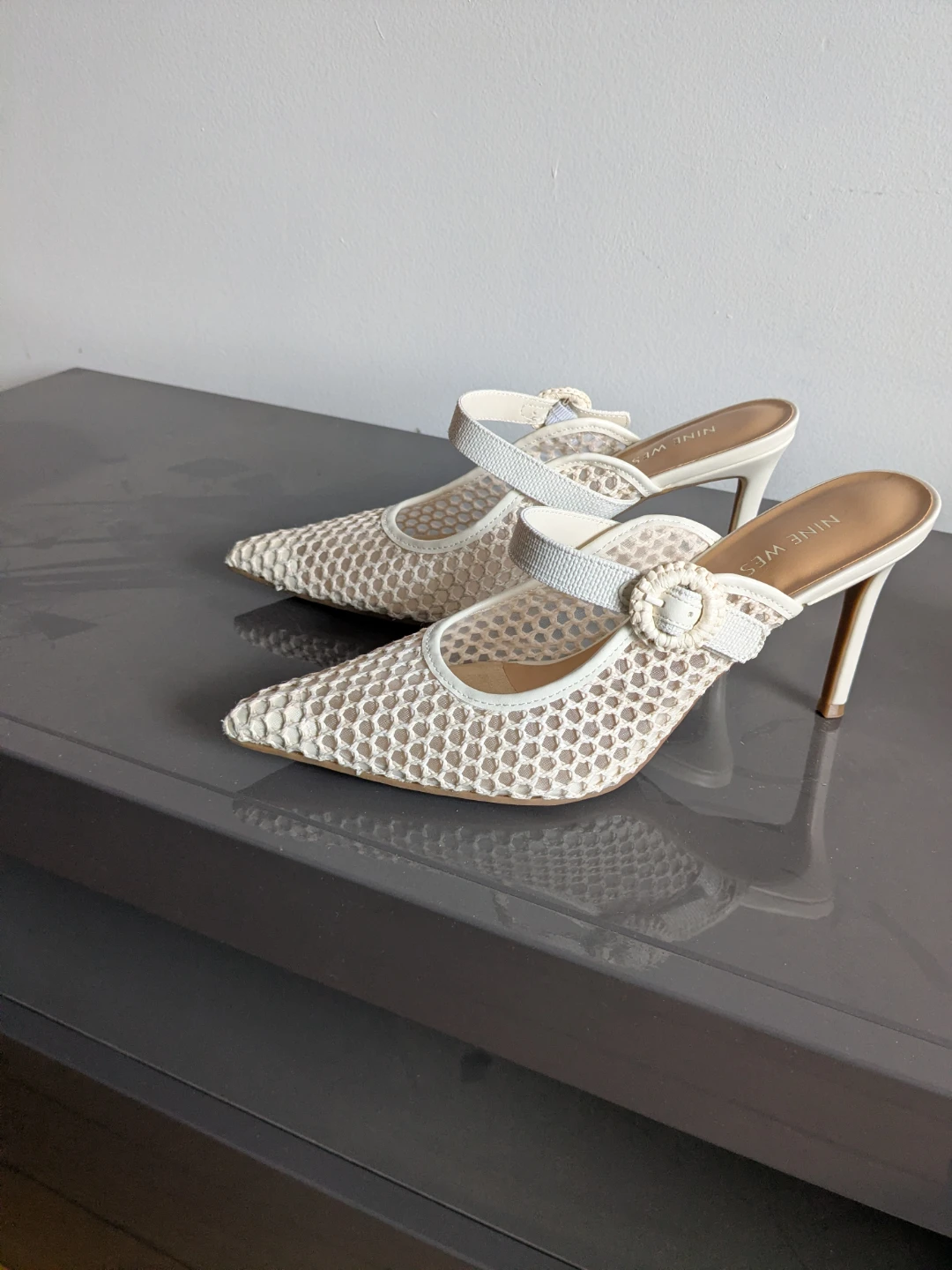 NWT Nine West Ivory Mesh Pointed Stilettos