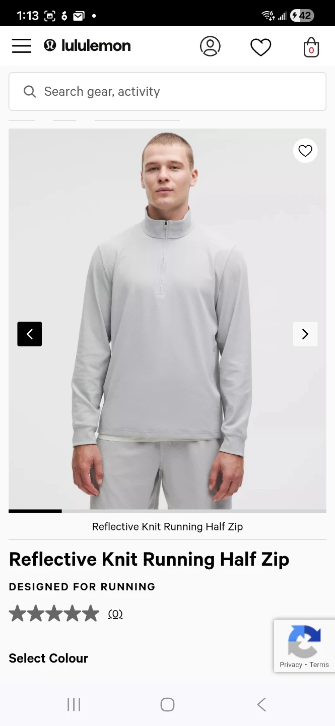Lululemon reflective knot half zip mens long sleeve L
