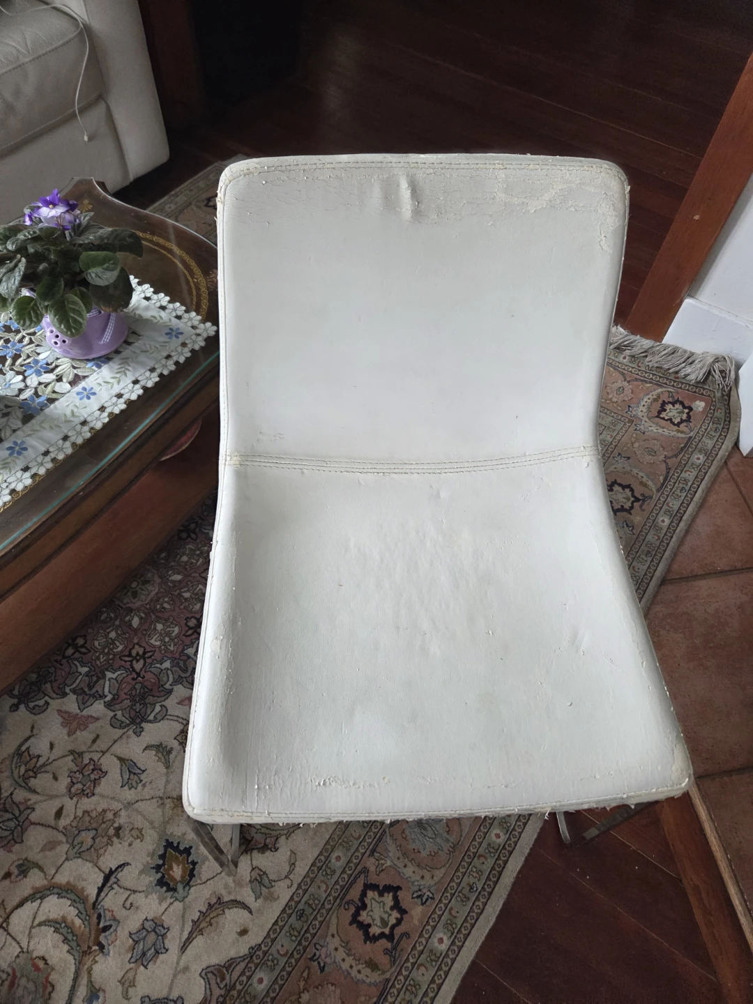 White Dining Chair with Metal Legs