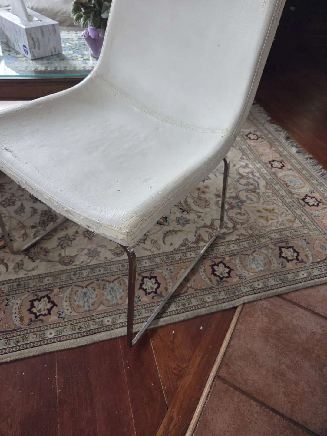 White Dining Chair with Metal Legs - photo 2