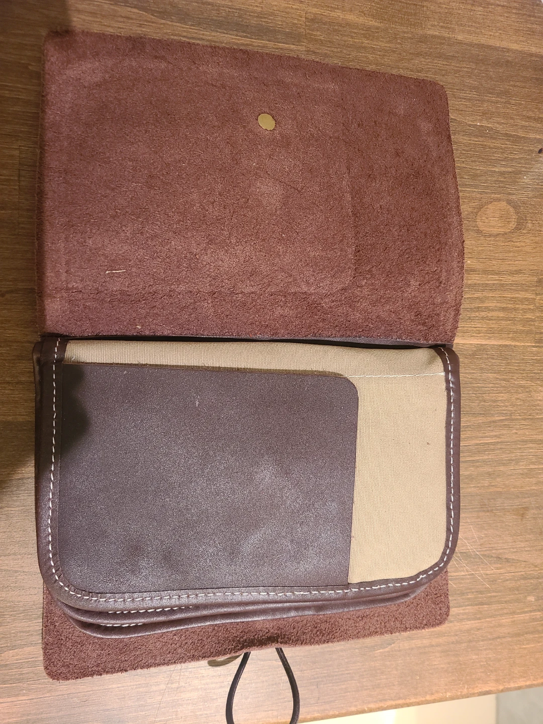 Brown Leather & Canvas Organizer clutch - photo 2