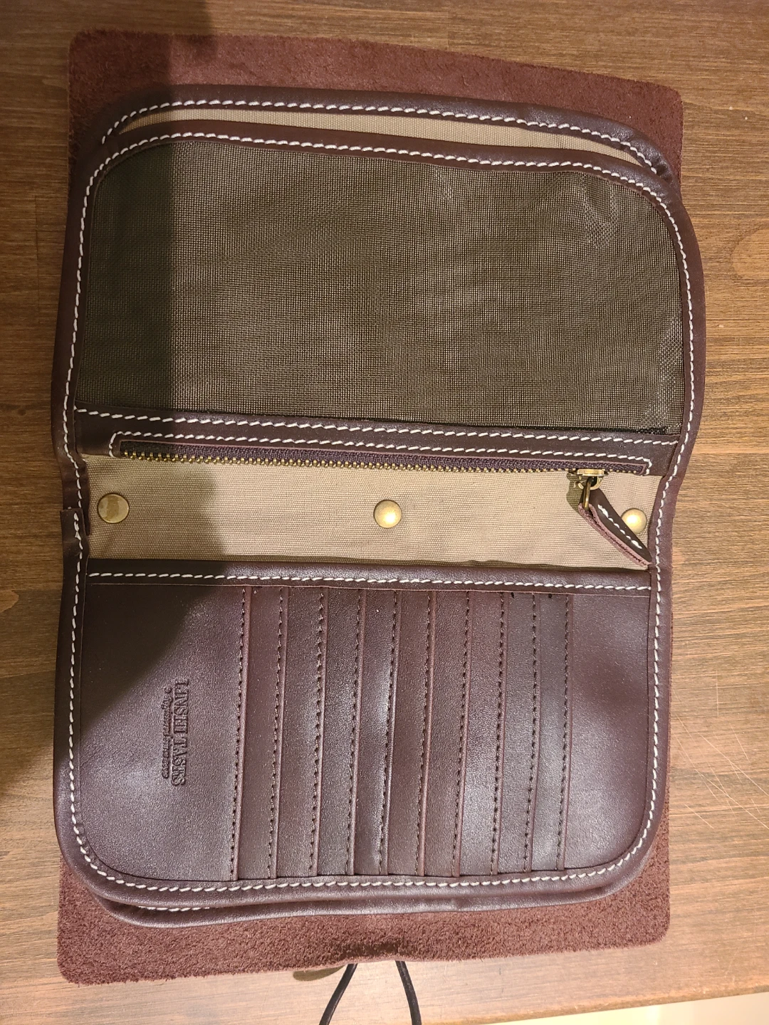 Brown Leather & Canvas Organizer clutch - photo 4