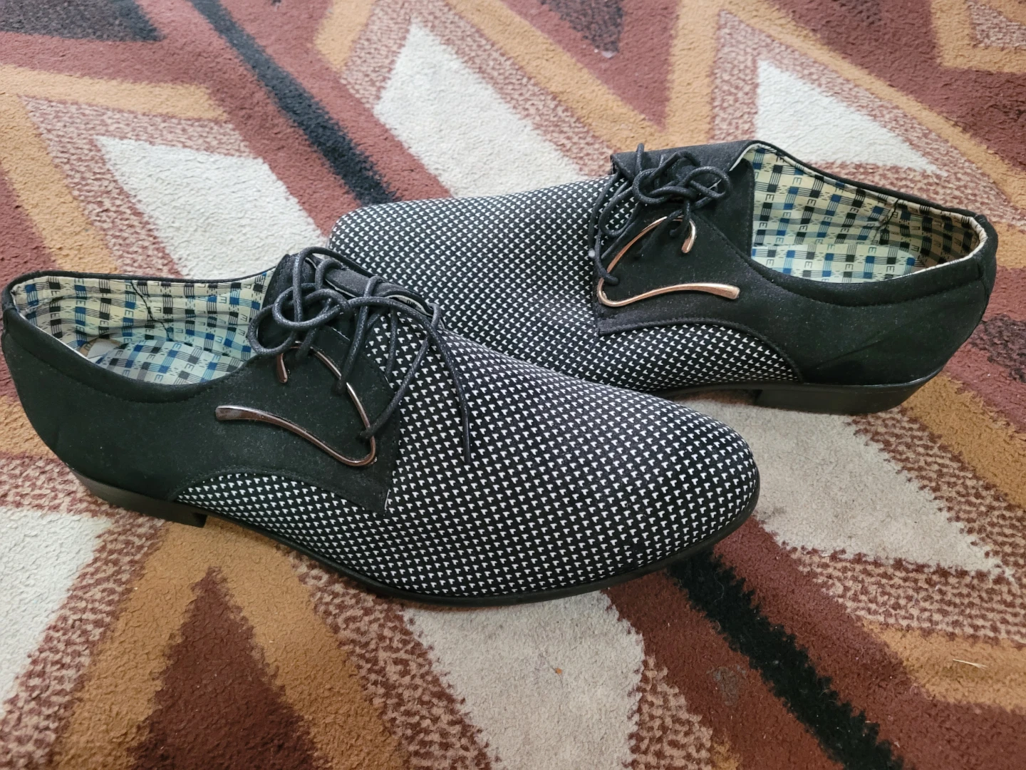 Men's Black Patterned Dress Shoes Size 46 - photo 3