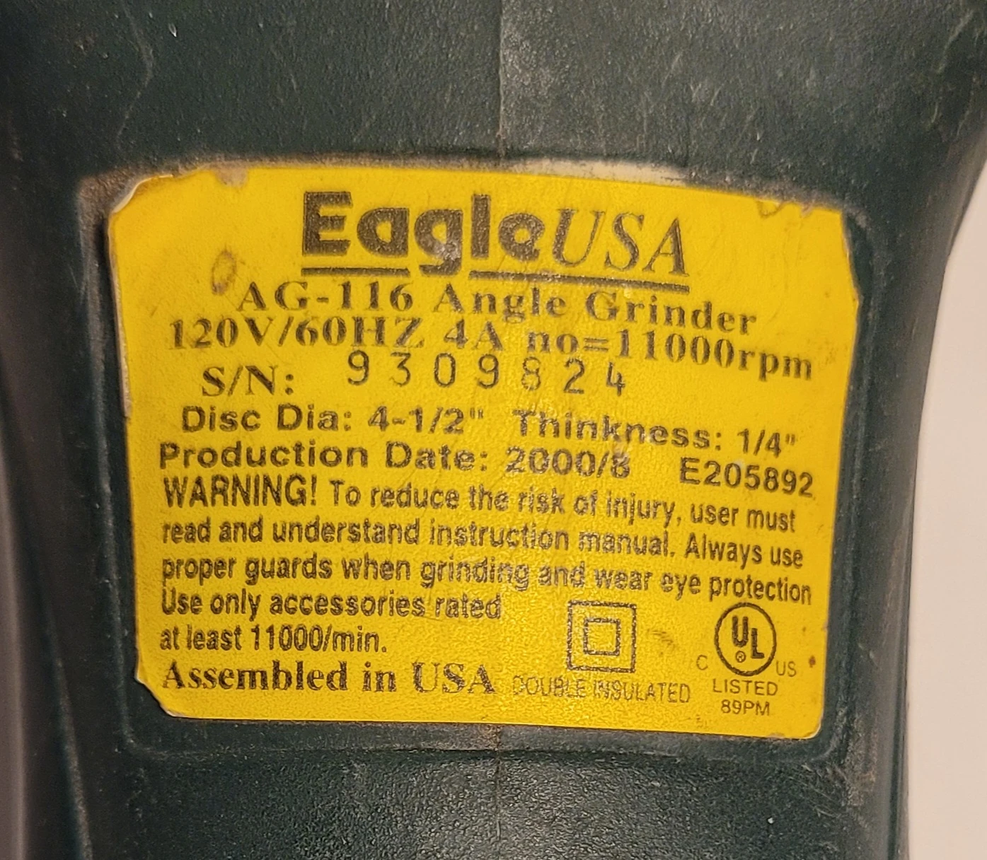 Eagle USA AG-116 Angle Grinder 4-1/2" - photo 3