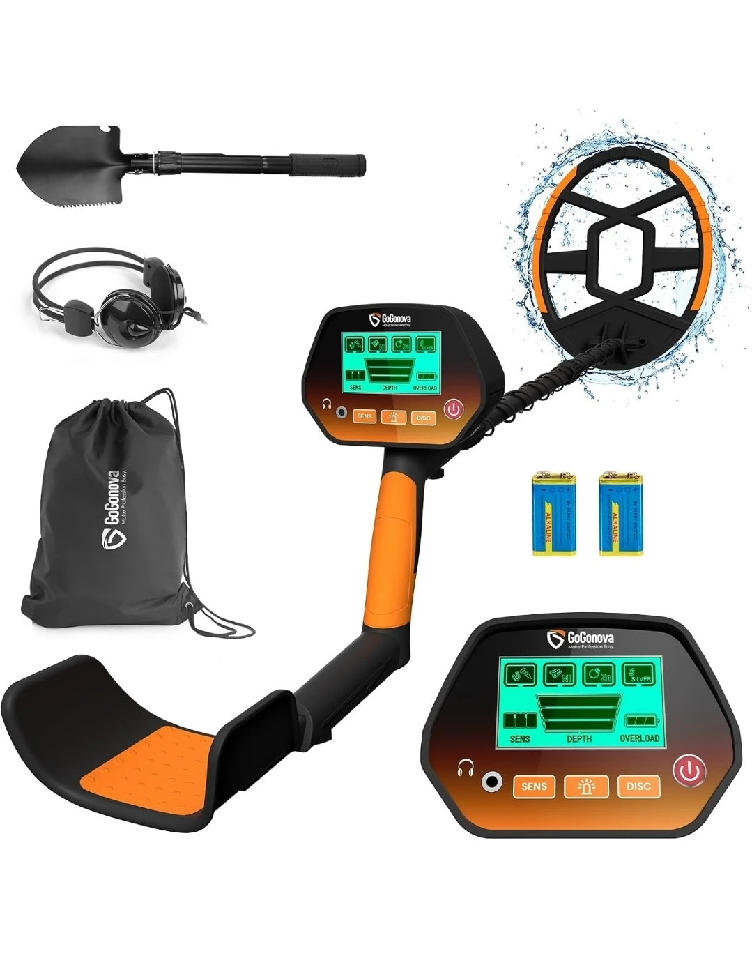 GoGonova Metal Detector with 8-inch Waterproof Search Coil