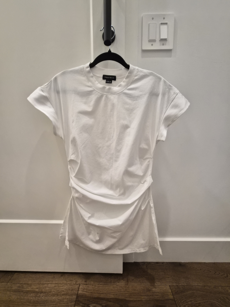 URBAN REVIVO White Ruched T-Shirt Dress XL