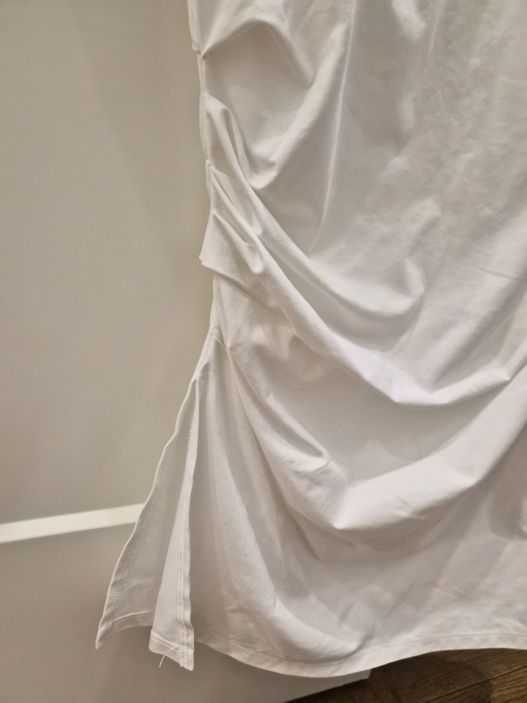 URBAN REVIVO White Ruched T-Shirt Dress XL - photo 4