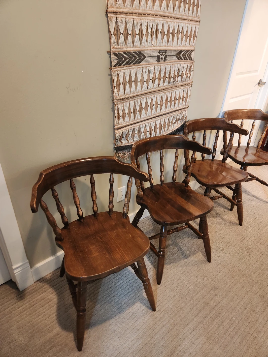 Set of 4 1970s solid Wood Chairs. - photo 4