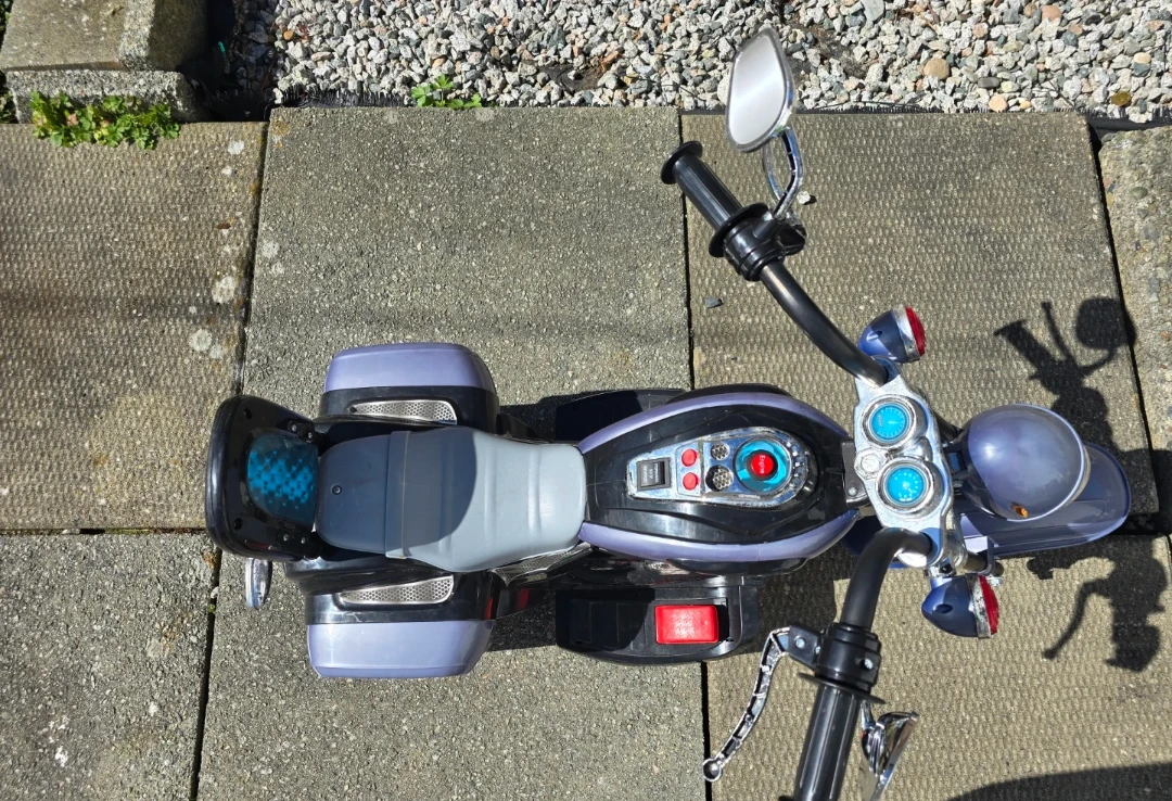 Kids Ride-On Motorcycle Toy - Purple/Grey