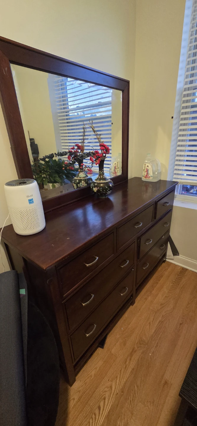 Dark Wood Dresser with Mirror - photo 2