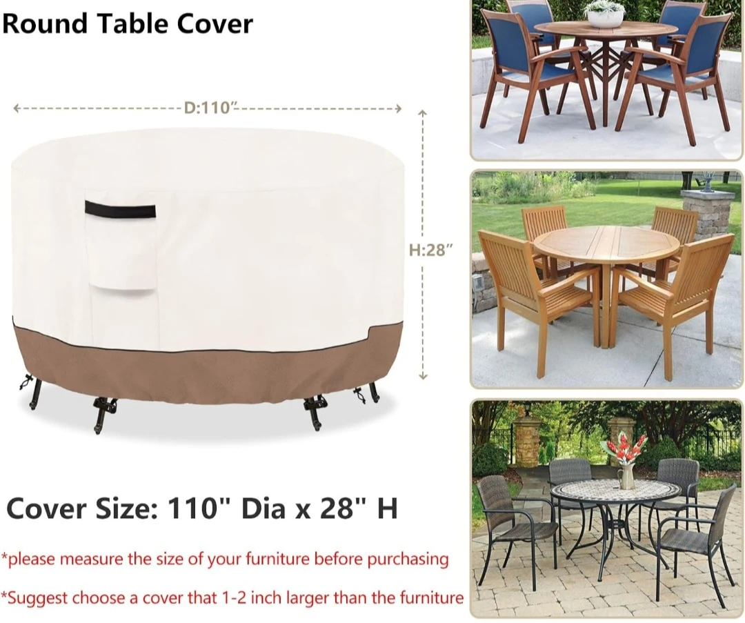 Round Outdoor Table Cover Waterproof Patio Furniture Covers,... - photo 2