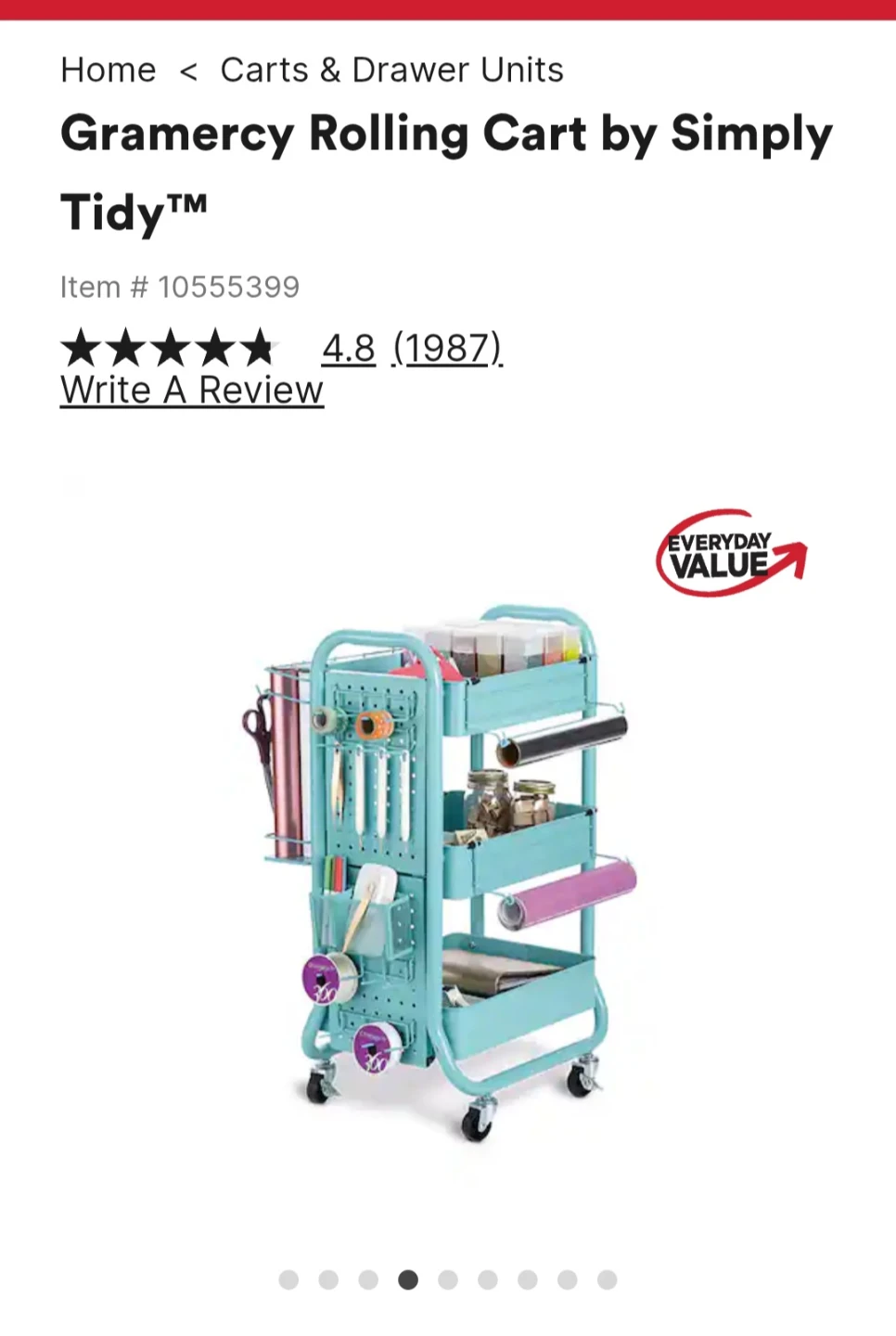 Metal Utility Rolling Cart 💙 Teal - photo 5