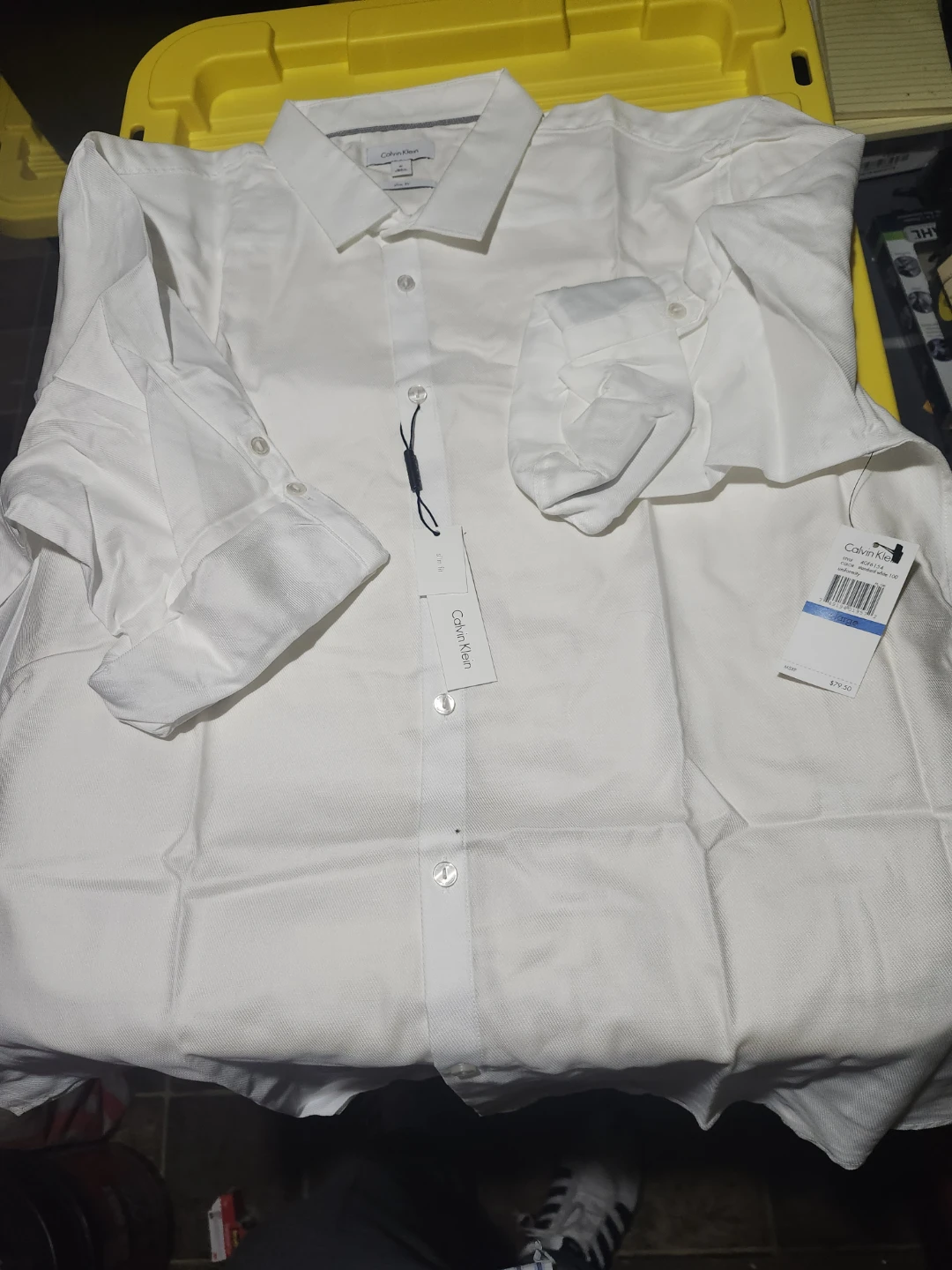 Calvin Klein Men's White Button-Down Shirt - Size XL