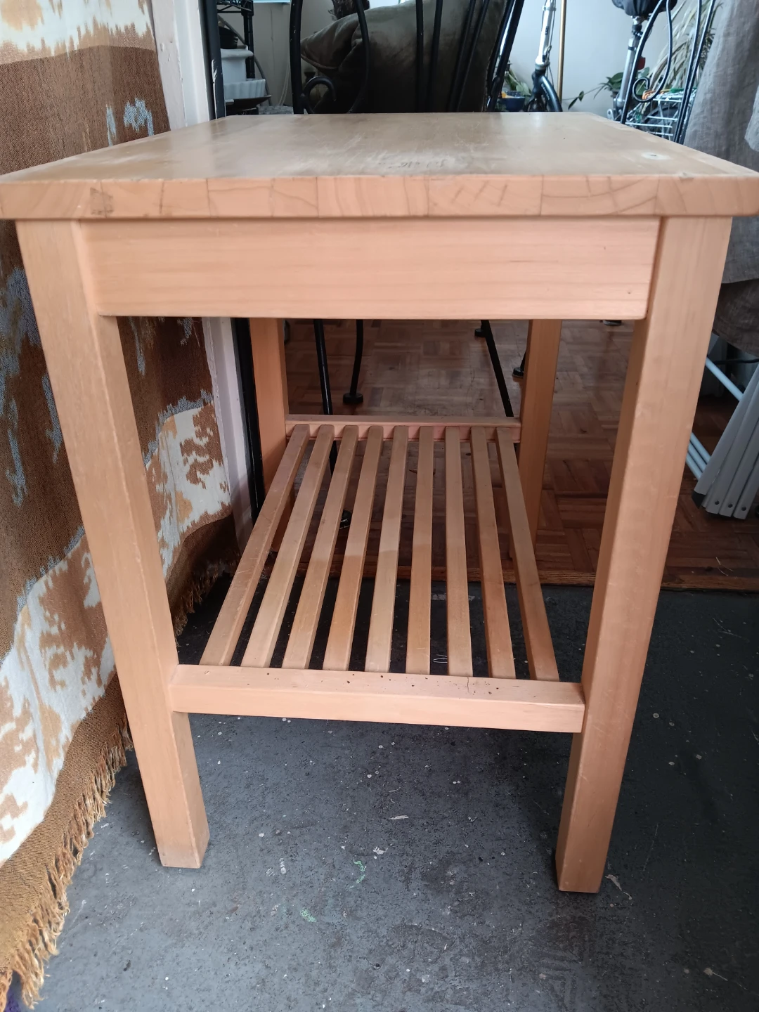 🥕Ikea Wooden Side Table with Shelf