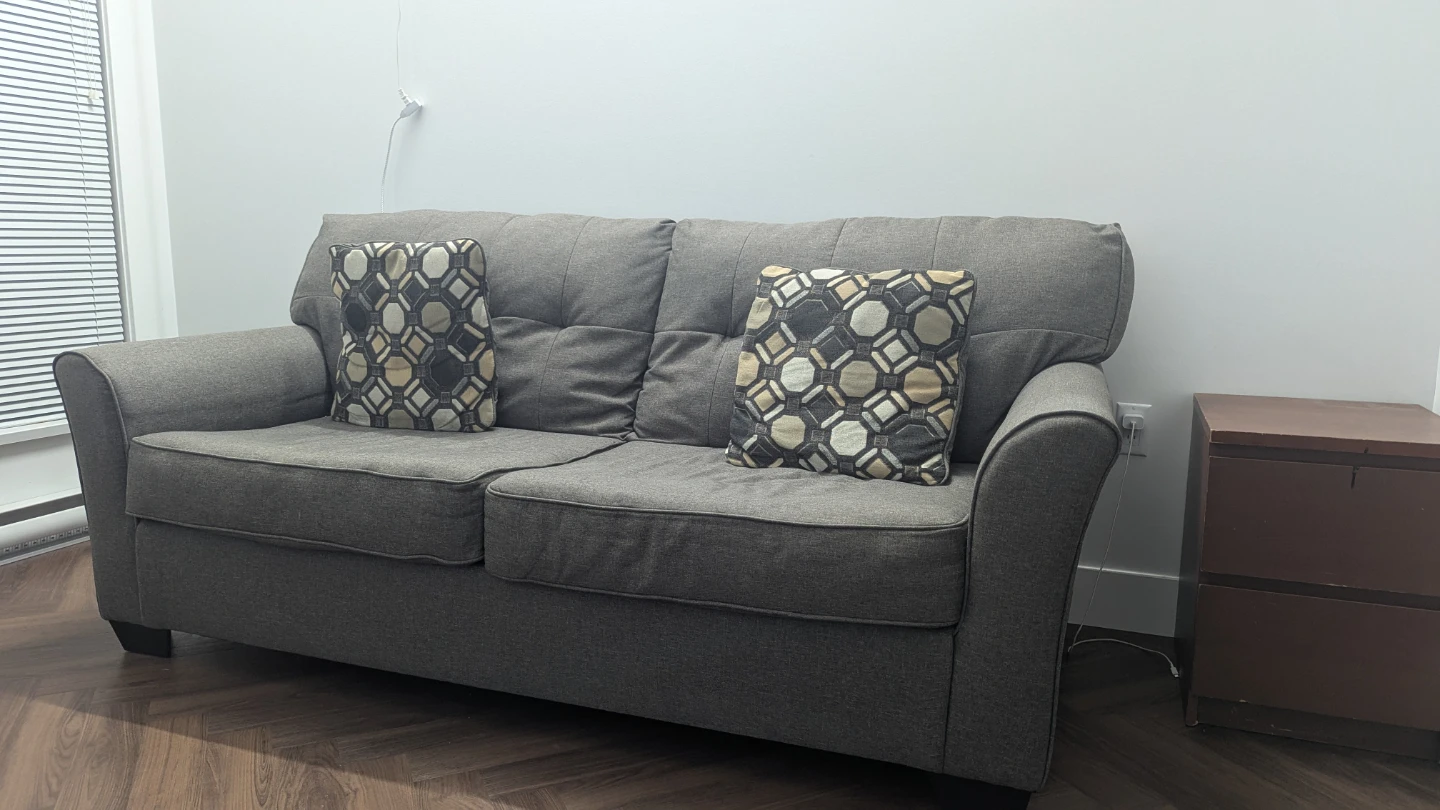 Grey 80" Sofa with Accent Pillows - photo 4