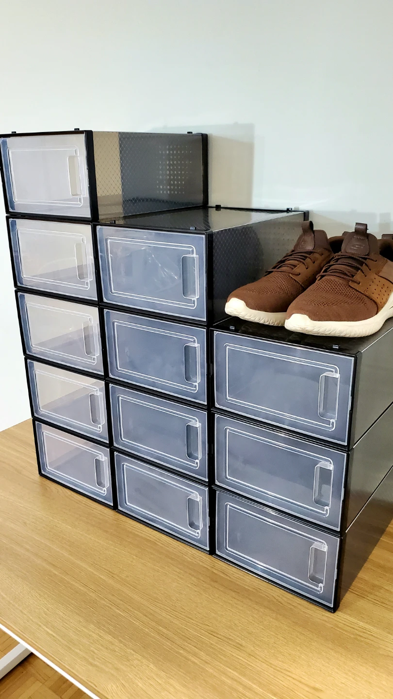 12-pack Black Stackable Shoe Storage Boxes *new