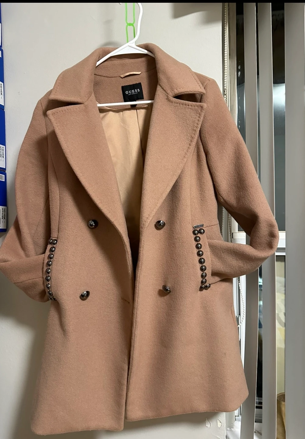 Guess Tan Double-Breasted Wool Blend Coat - photo 2