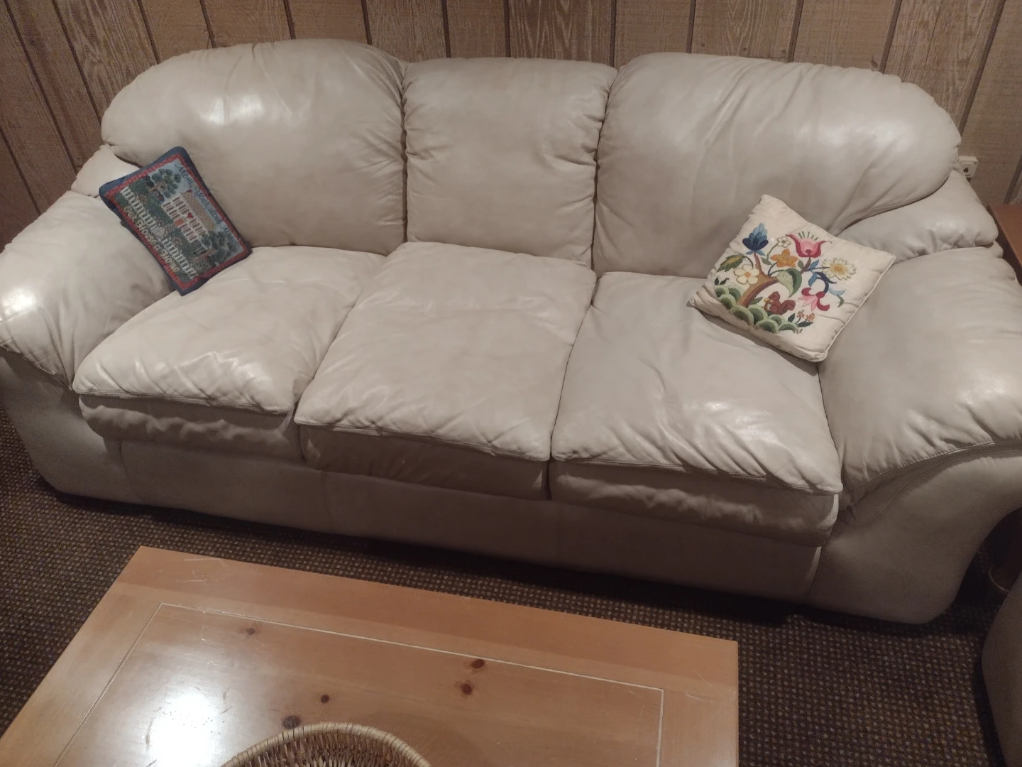 Beige Leather Sofa