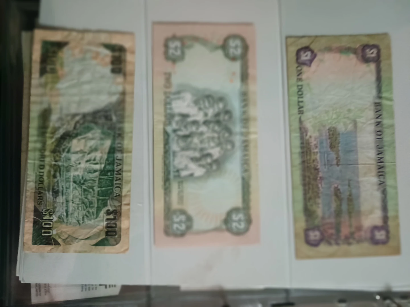 Bank of Jamaica Bills - $1, $2, and $100 - photo 5