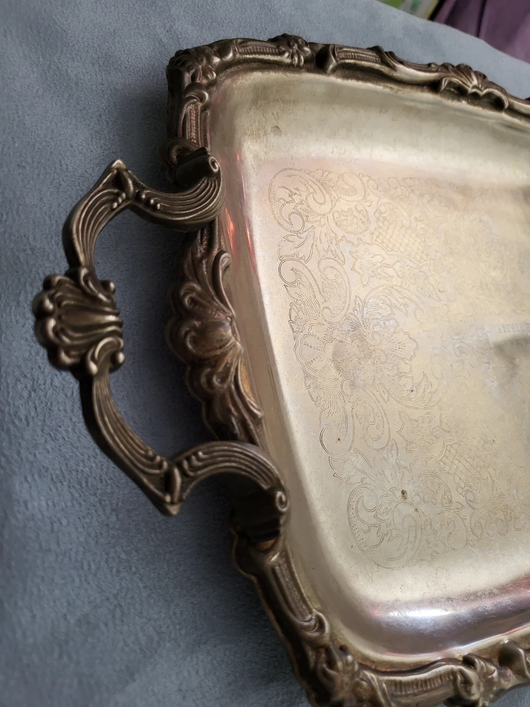 Vintage Ornate Serving Tray with Handles - photo 2