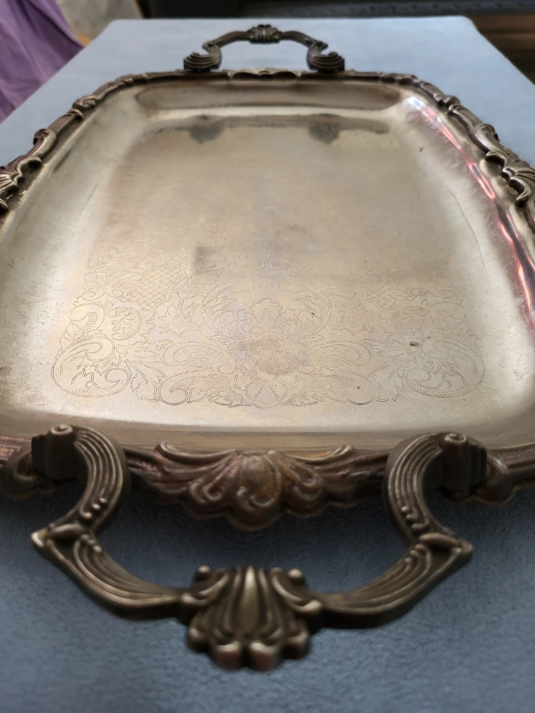 Vintage Ornate Serving Tray with Handles - photo 3