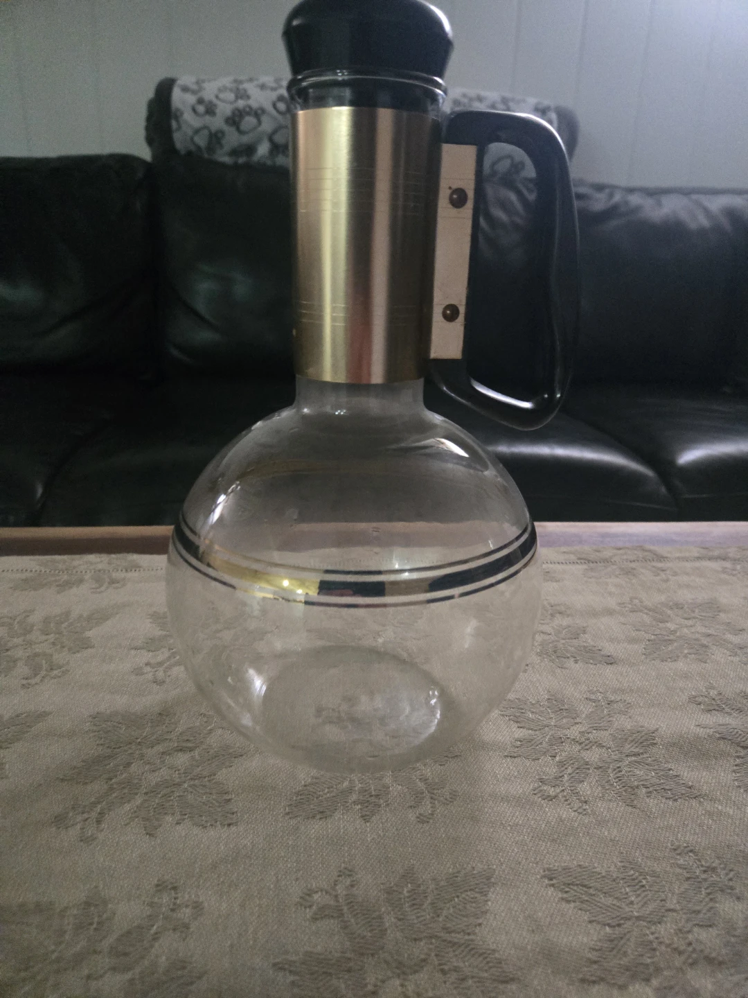 Vintage Syrex Glass Carafe with Handle and Lid