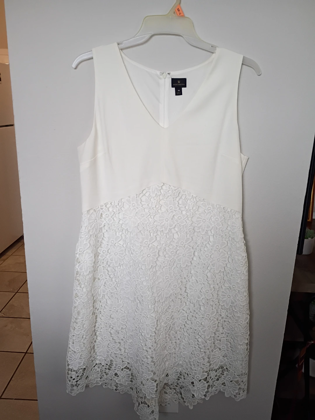 Worthington White Lace Detail Dress Size 16