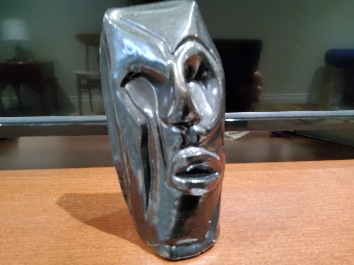 Black Ceramic Mask Figurine