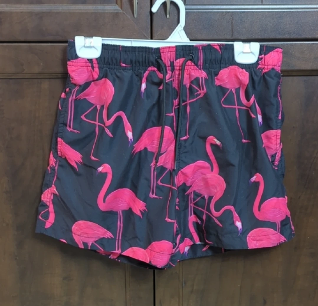 H&M Flamingo Swim Trunks Shorts Size S