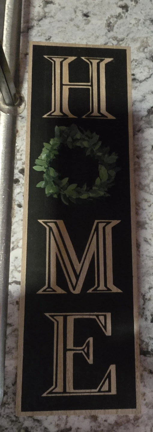 Wooden "HOME" Sign with Faux Wreath