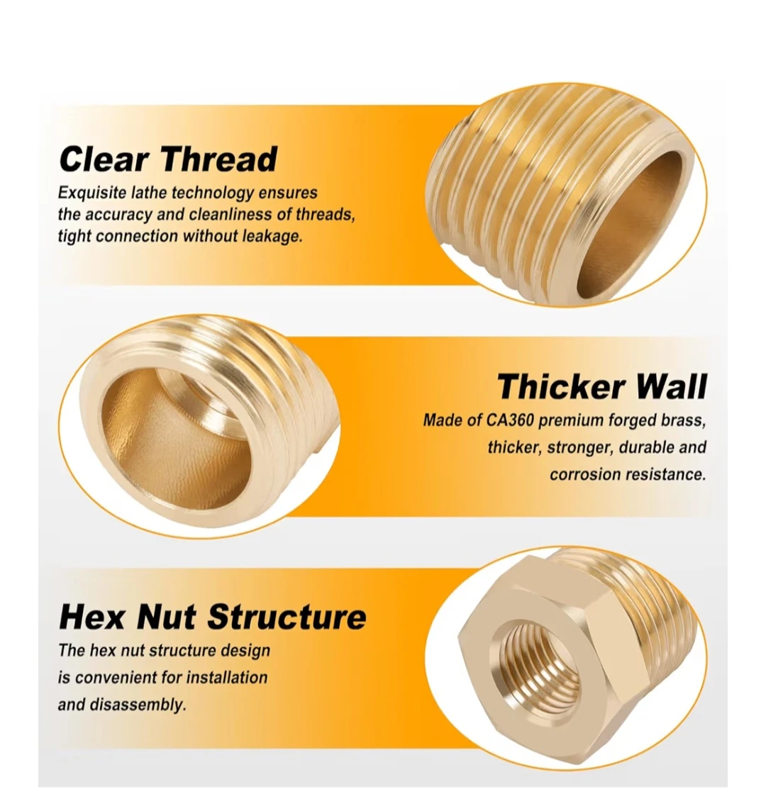 KOOTANS 25PCS Brass Hex Bushing Kit Brass Pipe Fittings - photo 4