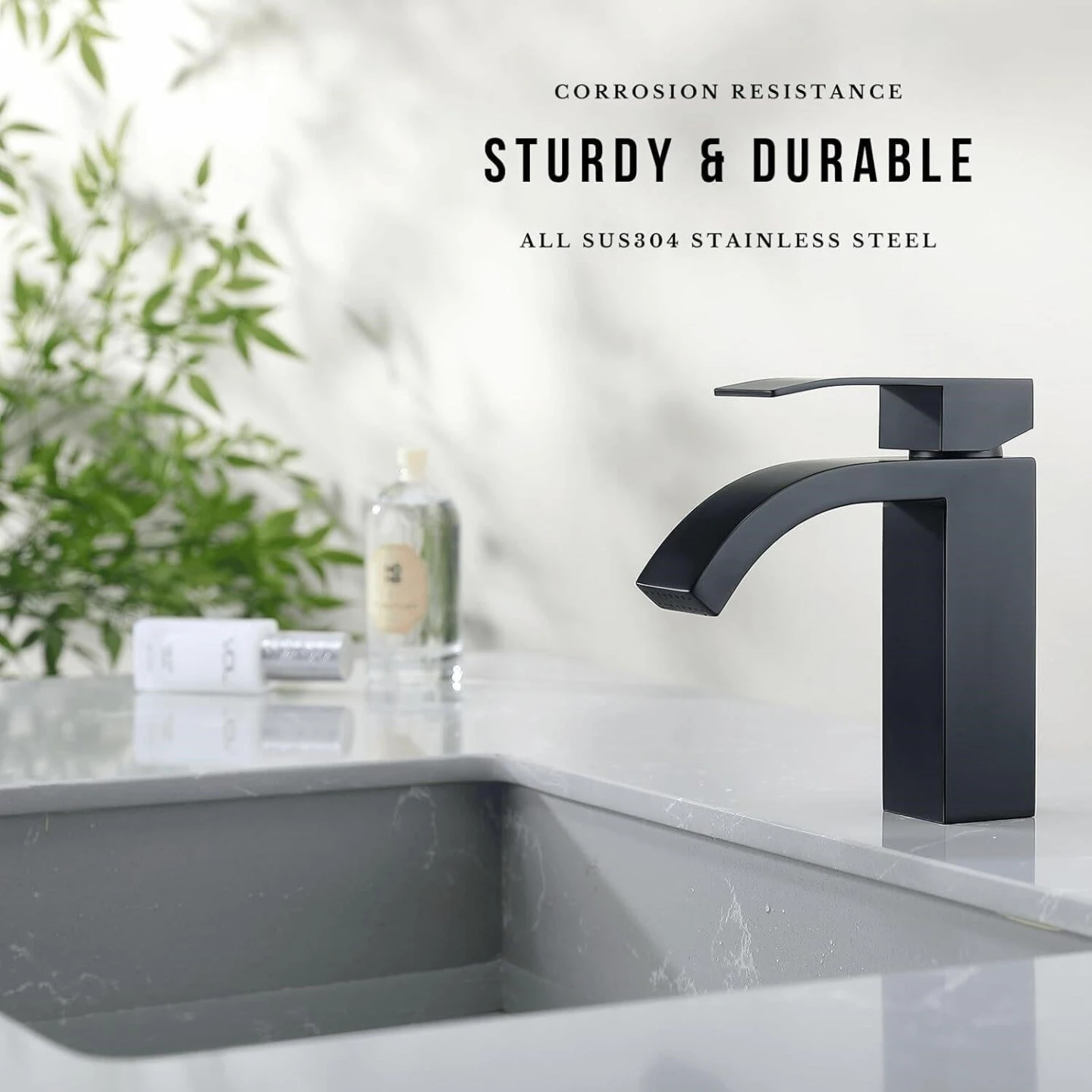 Black Waterfall Bathroom Sink Faucet - photo 3