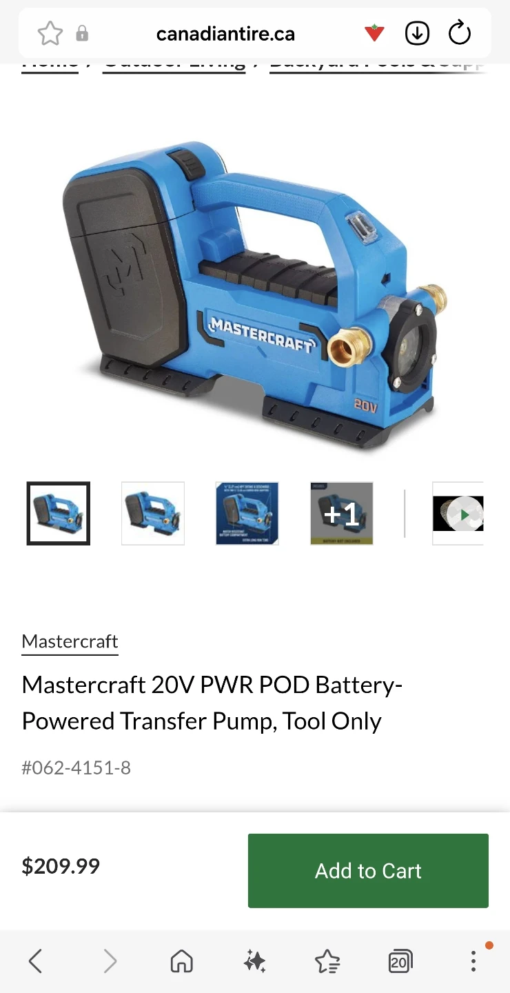 Mastercraft 20V PWR POD Battery-Powered Transfer Pump
