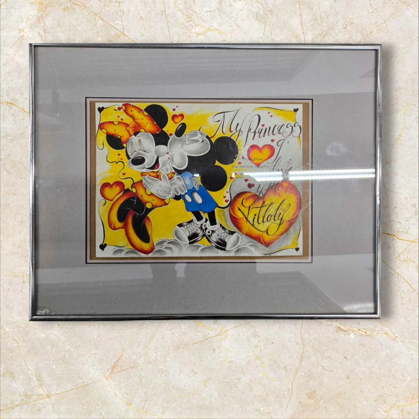 Mickey and Minnie Mouse "My Princess I Love You" Framed Art