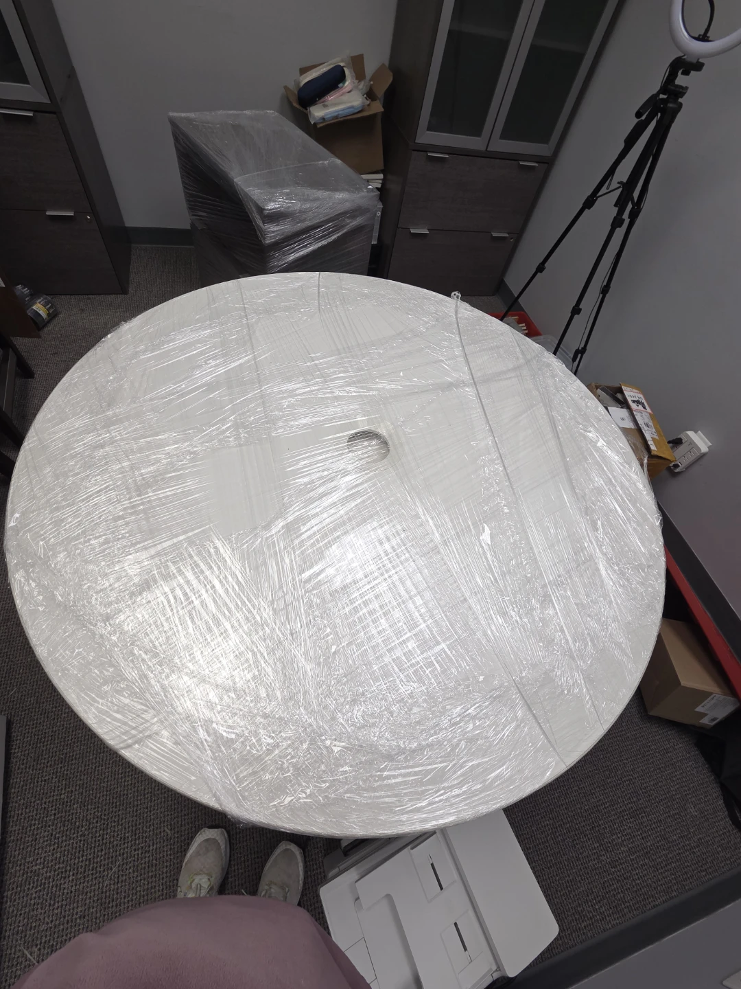 Round Dining Table with Metal Pedestal Base - photo 2