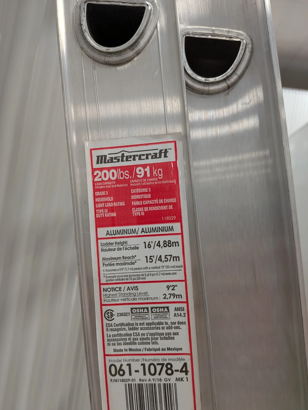 Mastercraft 16ft Aluminum Extension Ladder - photo 2