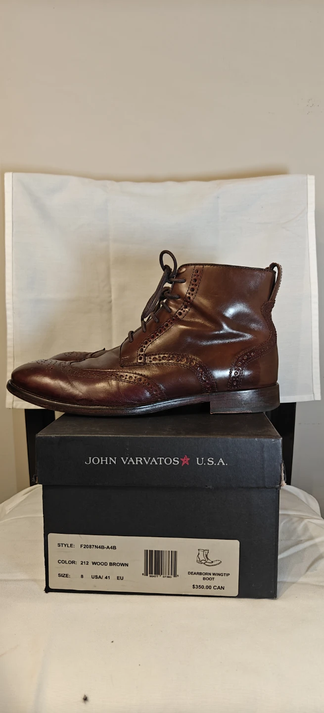 John Varvatos Brown Leather Wingtip Boots - photo 4