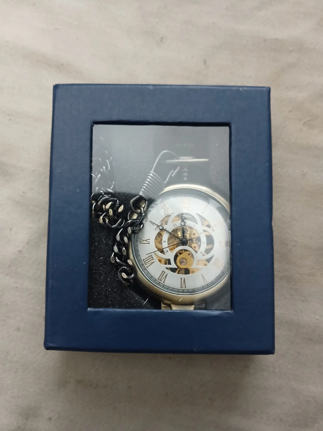 Vintage Mechanical Skeleton Pocket Watch With Magnifying Glass - photo 3
