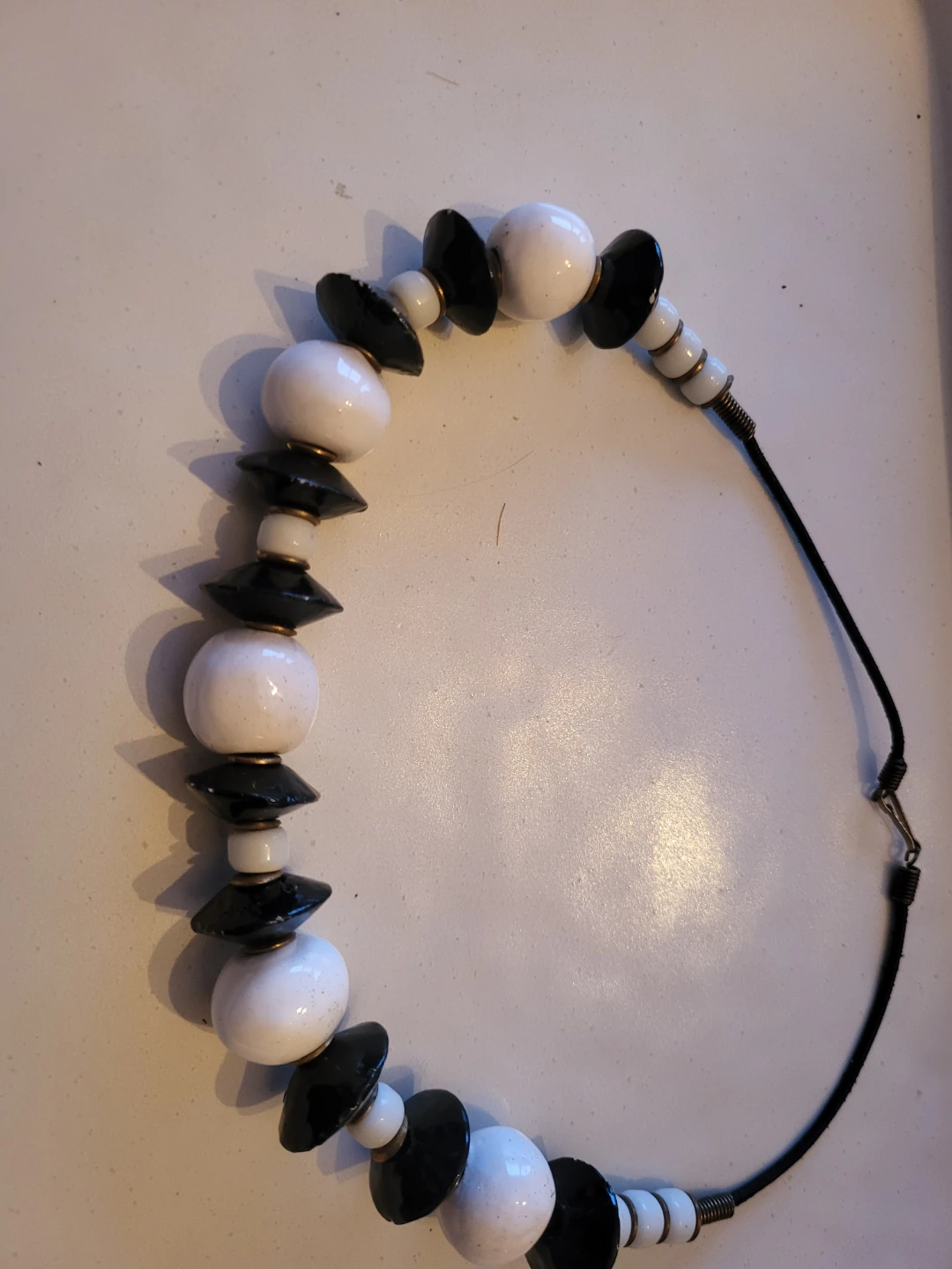 Black and White Glass Beaded Necklace