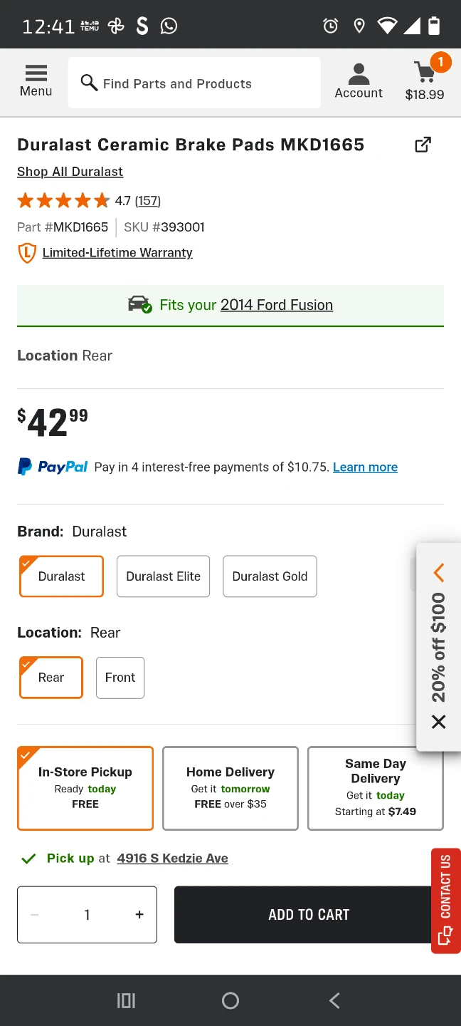 Duralast MKD1665 Ceramic Brake Pads - photo 5