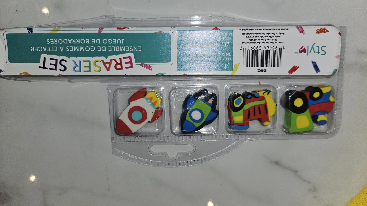 Styl Eraser Set - Rocket & Vehicle Shapes