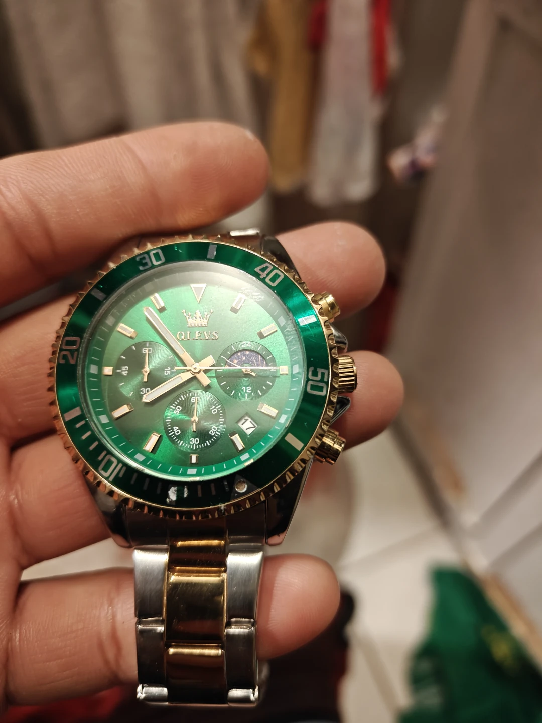 OLEVS Men's Chronograph Watch - Green Dial