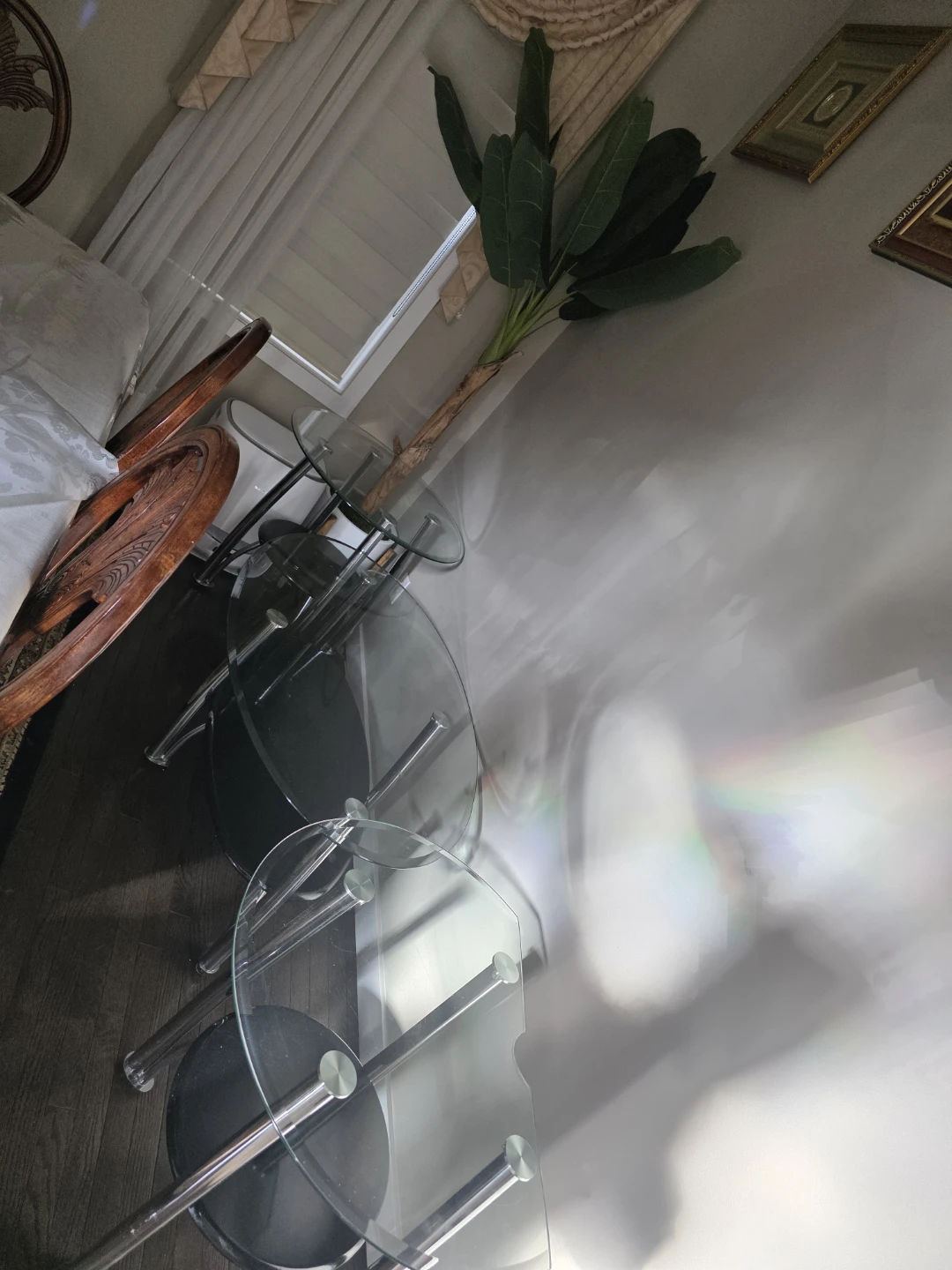 Glass and Chrome Side Table Set