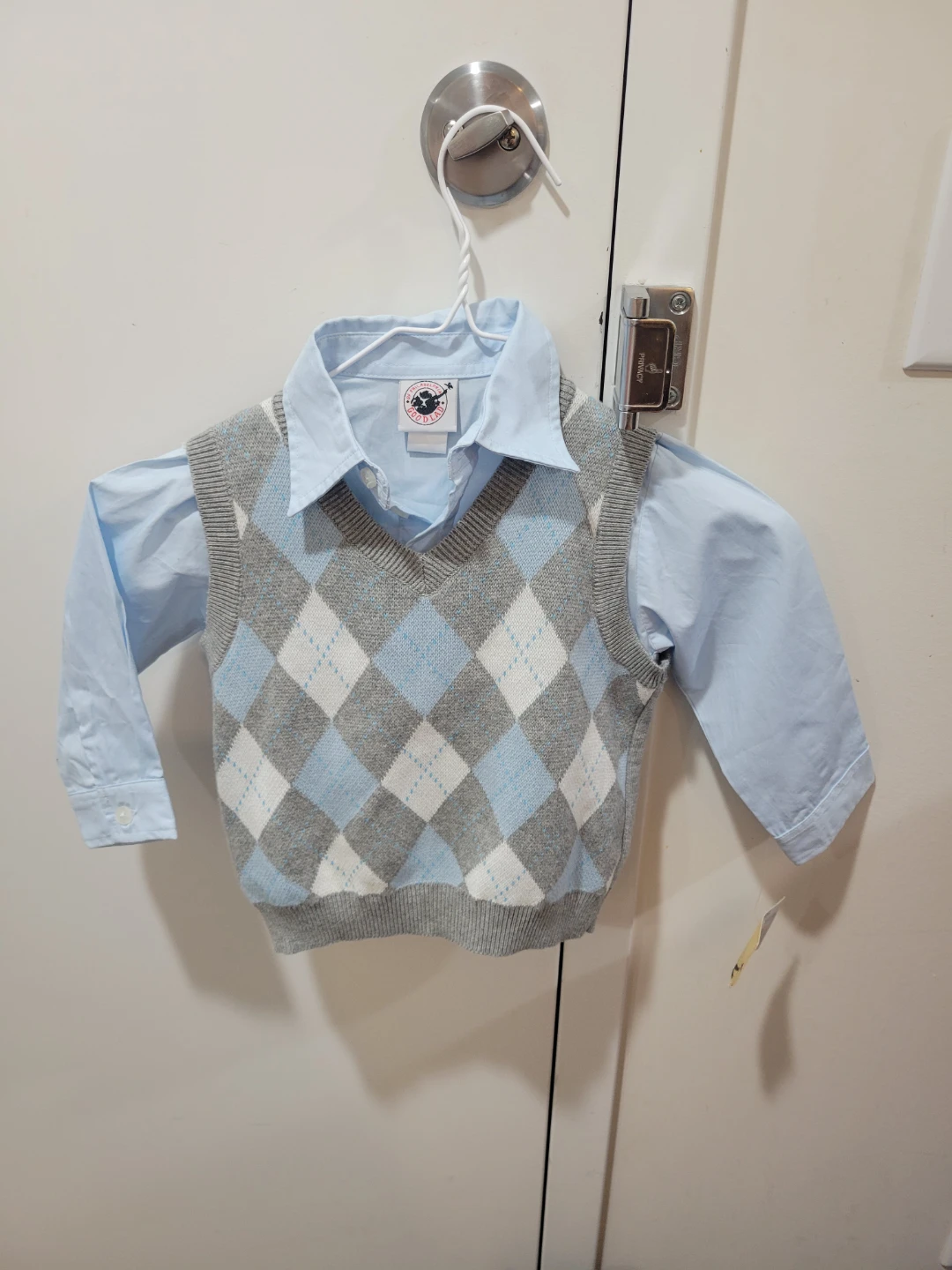 Baby Boy Blue Argyle Sweater Vest & Shirt Set - 24M