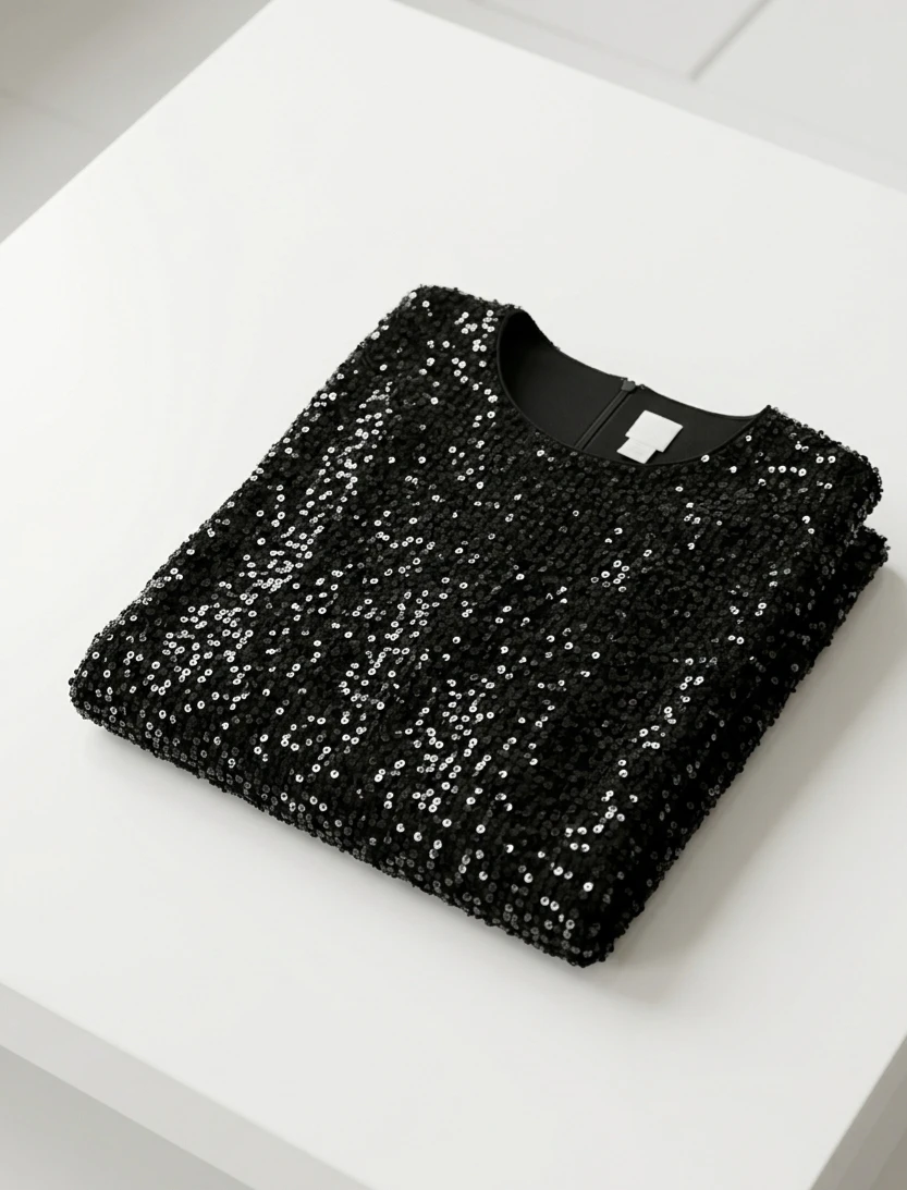 Black Sequin Short Sleeve Dress. Size XL - photo 3
